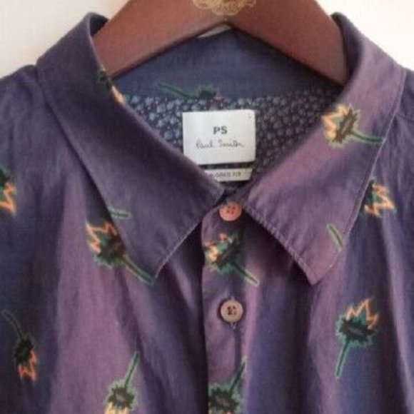 Current PS PAUL SMITH - Flames/trophy blue printed shirt - Sz L - Picture 3 of 13